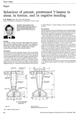 Behaviour of Precast, Prestressed Y-Beams in Shear, in Torsion, and in Negative Bending