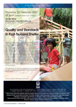Evening Meeting: Quality and Standards in Post-Tsunami Shelter