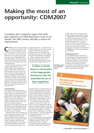 Viewpoint: Making the most of an opportunity: CDM2007 by John Carpenter