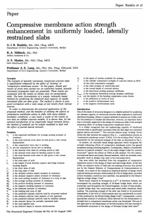 Compressive Membrane Action Strength Enhancement in Uniformly Loaded, Laterally Restrained Slabs