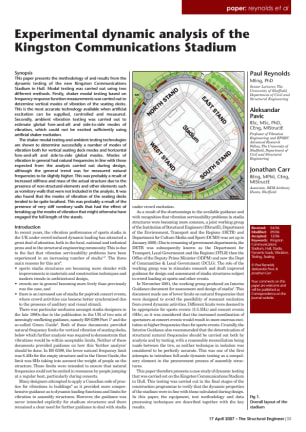 Experimental dynamic analysis of the Kingston Communications Stadium