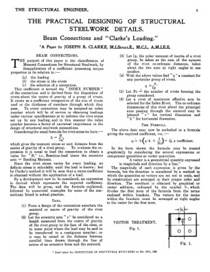 The Practical Designing of Structural Steelwork Details. Beam Connection and "Clarke's Loading"