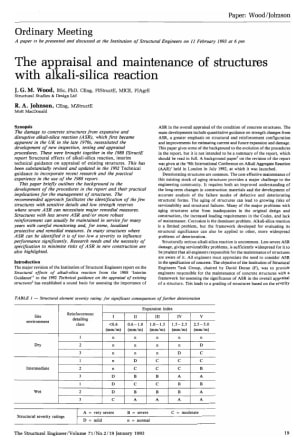 The Appraisal and Maintenance of Structures with Alkali-Silica Reaction