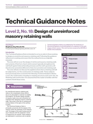 Technical Guidance Note (Level 2, No. 18): Design of unreinforced masonry retaining walls