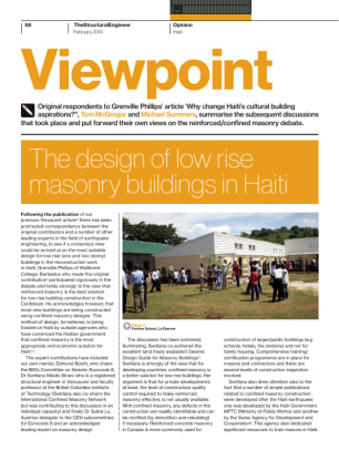 Viewpoint: The design of low rise masonry buildings in Haiti