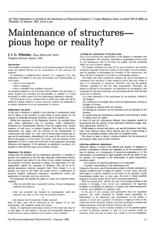  Maintenance of Structures - Pious Hope or Reality? 