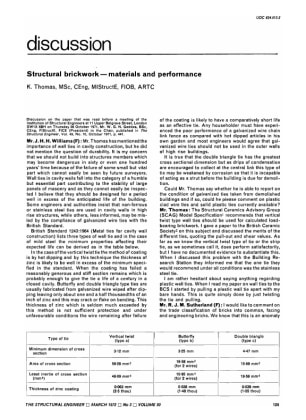Discussion Structural Brickwork - Materials and Performance by K. Thomas