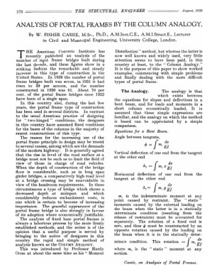 Analysis of Portal Frames by the Column Analogy