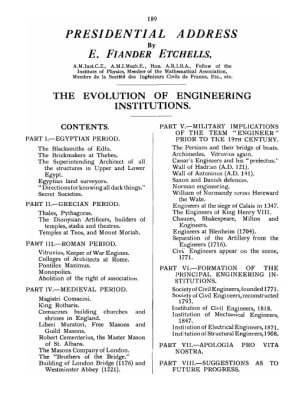 Presidential Address. The Evolution of Engineering Institutions