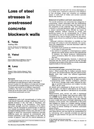Loss of Steel Stresses in Prestressed Concrete Blockwork Walls