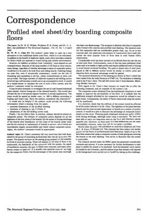 Correspondence on Profiled Steel Sheet/Dry Boarding Composite Floors by Dr. H.D. Wright, Professor H