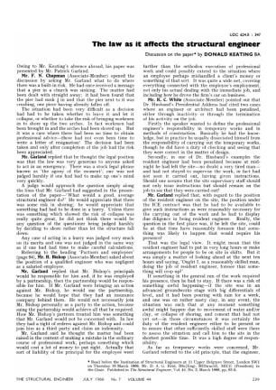 The Law as it Affects the Structural Engineer. Discussion on the paper by Donald Keating BA