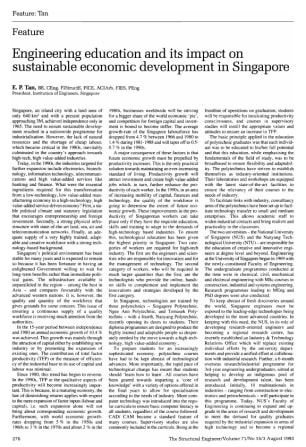 Engineering Education and its Impact on Sustainable Economic Development in Singapore