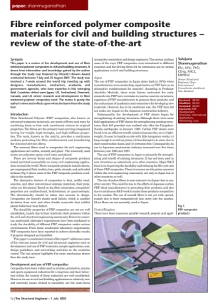 Fibre reinforced polymer composite materials for civil and building structures - review of the state