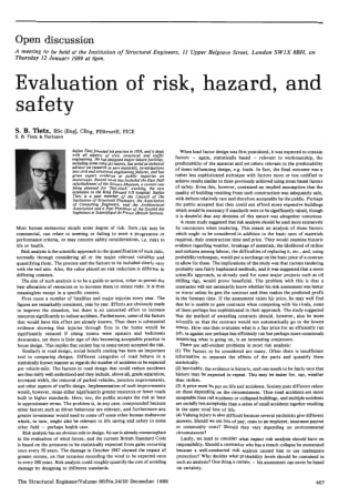 Evaluation of Risk, Hazard, and Safety