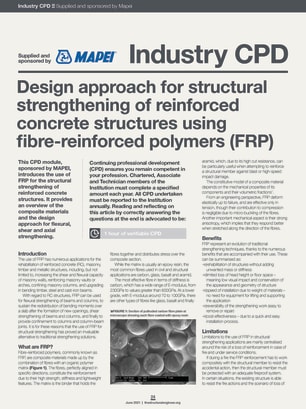 Industry CPD: Design approach for structural strengthening of reinforced concrete structures using fibre-reinforced polymers (FRP)
