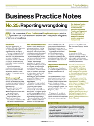 Business Practice Note No. 25: Reporting wrongdoing