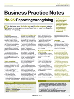 Business Practice Note No. 25: Reporting wrongdoing