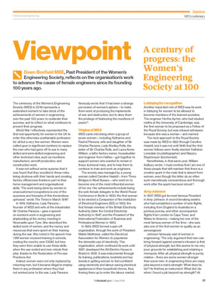 Viewpoint: A century of progress: the Women's Engineering Society at 100