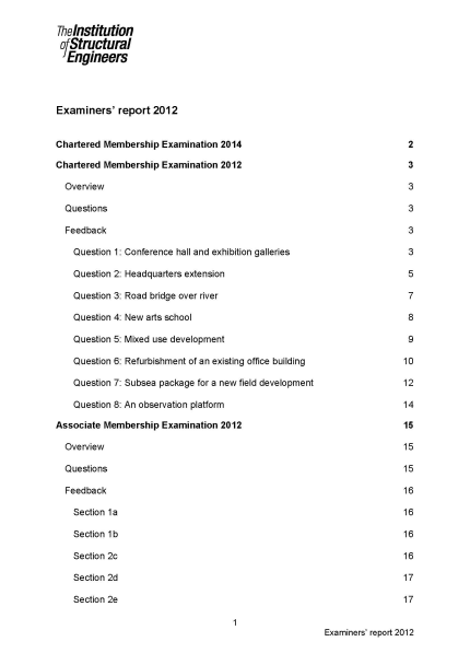 Examiner Report 2012 The Institution Of Structural Engineers