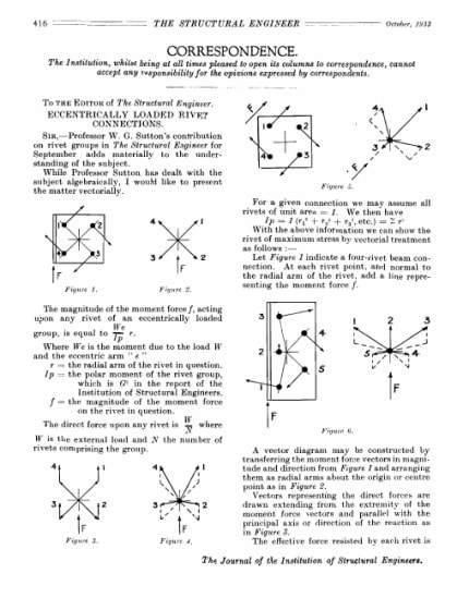 Correspondence Eccentrically Loaded Rivet Connections The Institution Of Structural Engineers