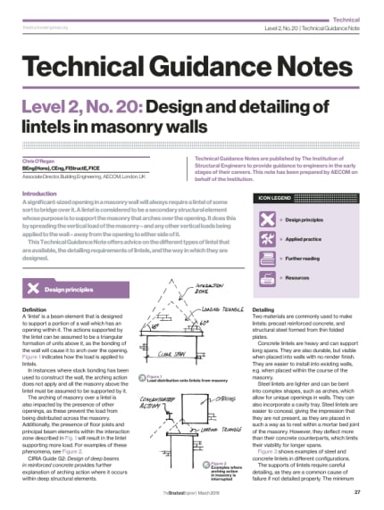 Technical Guidance Note Level 2 No 20 Design And Detailing Of Lintels In Masonry Walls The Institution Of Structural Engineers