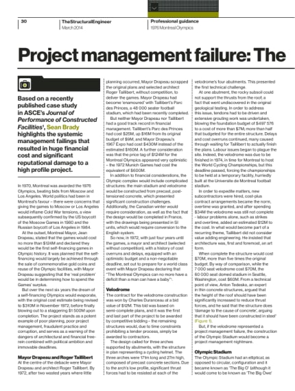 Project Management Failure The 1976 Montreal Olympics The Institution Of Structural Engineers