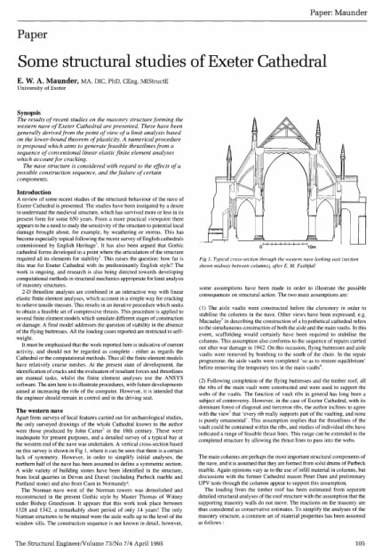 Some Structural Studies Of Exeter Cathedral The Institution Of Structural Engineers