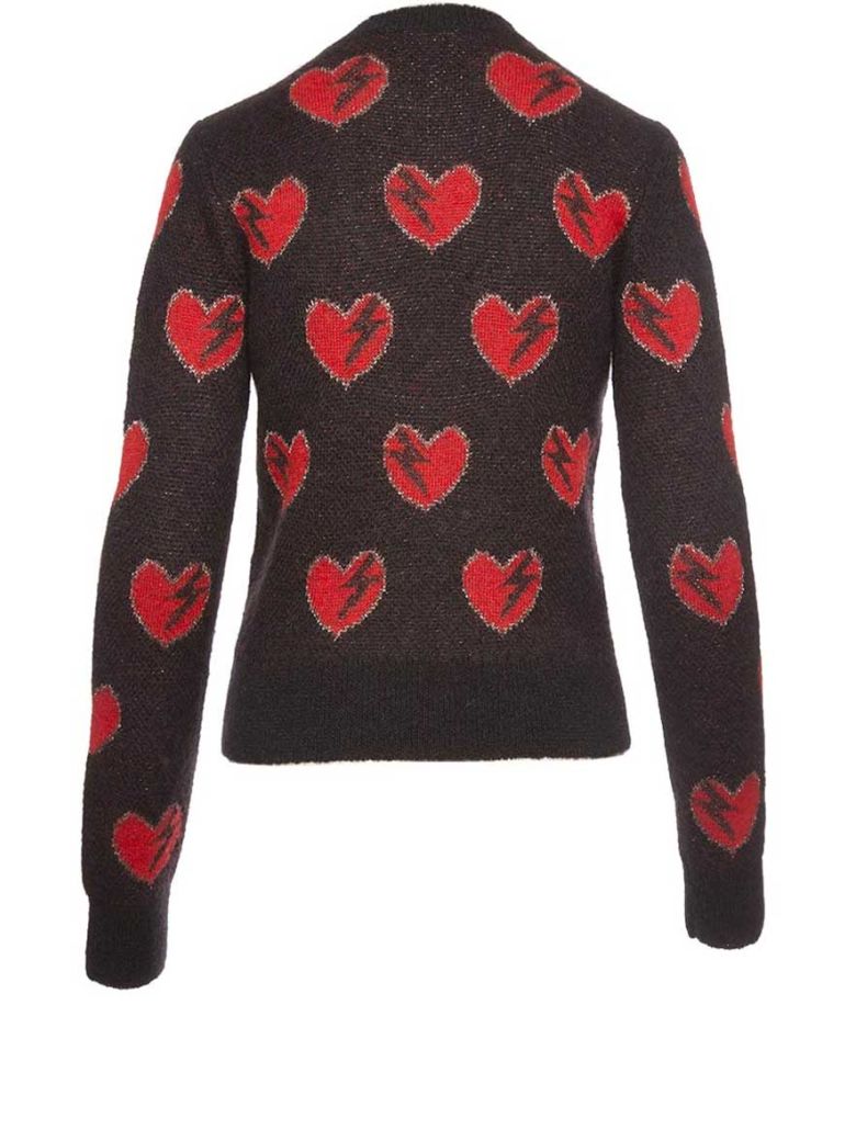 SAINT LAURENT Heart And Lightening Bolt Sweater In Black, Red And ...