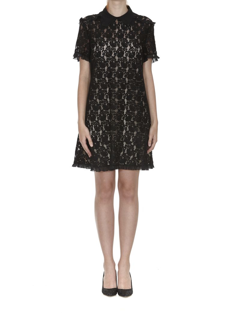 RED VALENTINO Leaves Lace T-Shirt Dress in Black | ModeSens