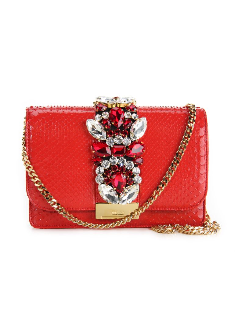 GEDEBE Red Cliky Python Textured Bag | ModeSens