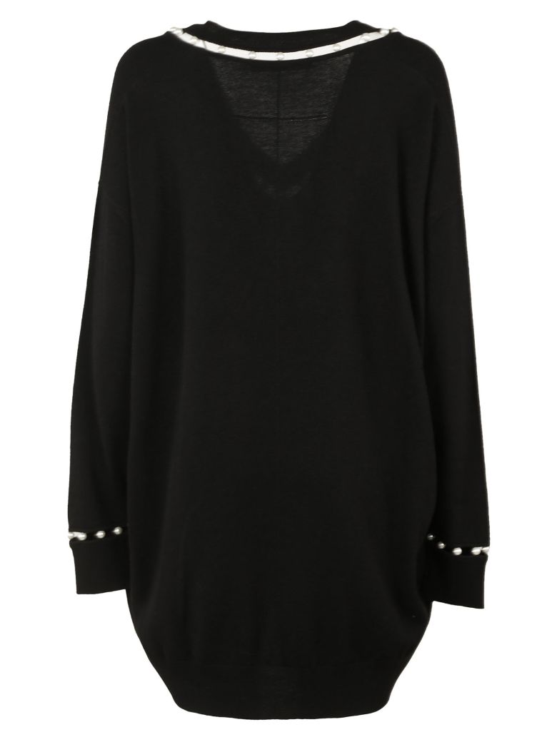 GIVENCHY Pearly-Inset Oversized V-Neck Sweater, Black | ModeSens
