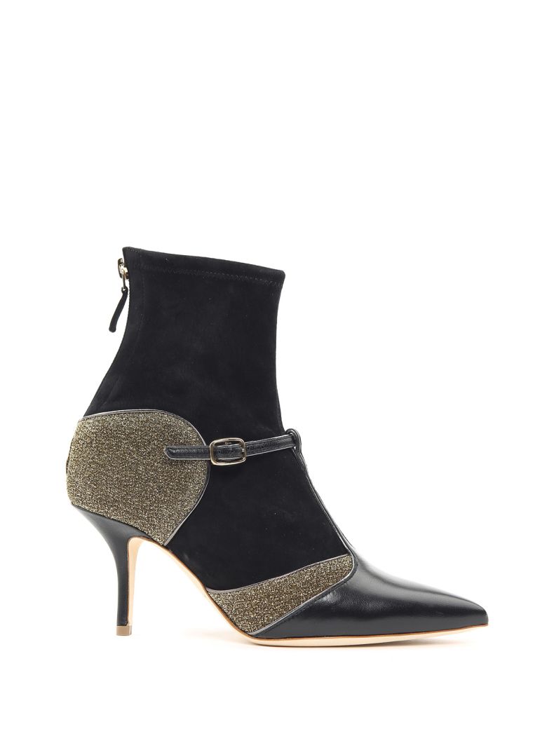MALONE SOULIERS SADIE LEATHER AND SUEDE SOCK ANKLE BOOTS, NERO ORO ...