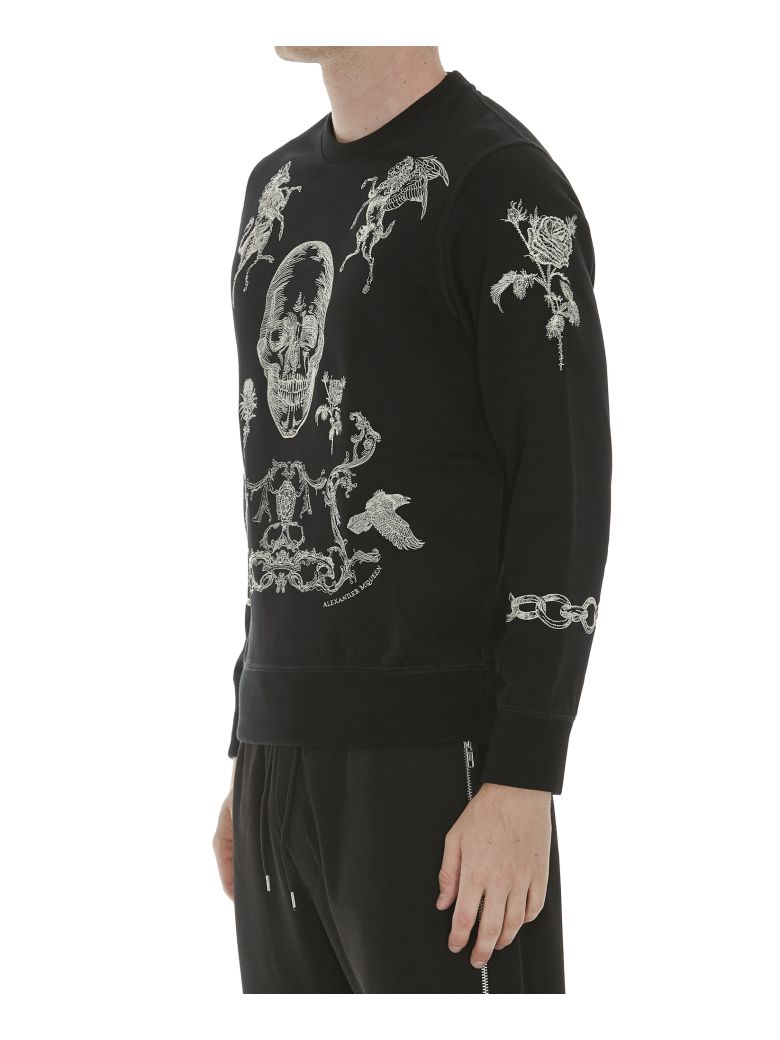 ALEXANDER MCQUEEN Embroidered-Skull Long-Sleeve Sweatshirt, Black in ...