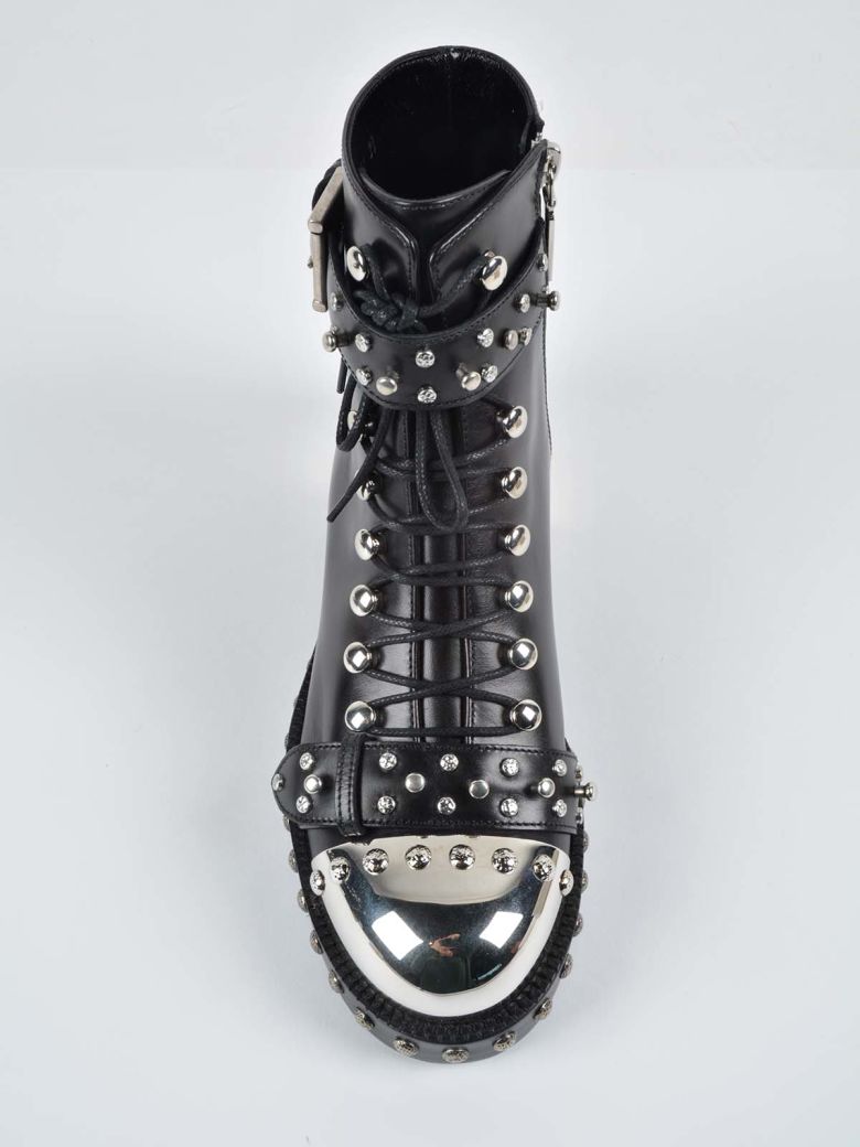 alexander mcqueen leather boots length