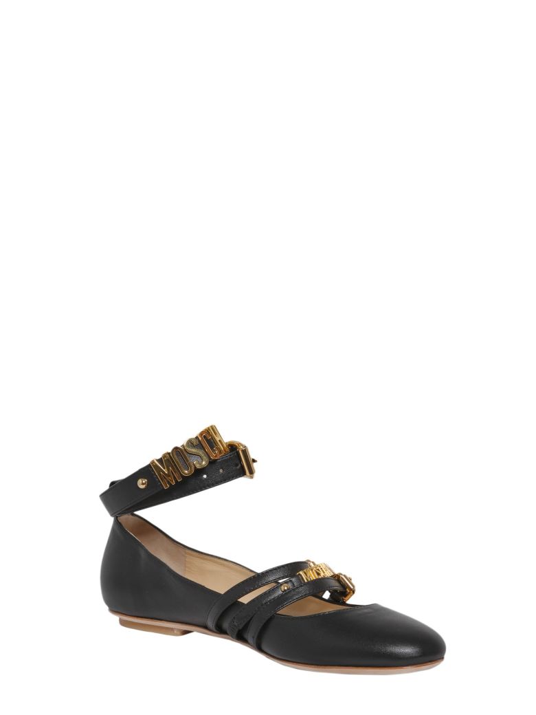 Moschino - Leather Flats - NERO, Women's Flat Shoes | Italist