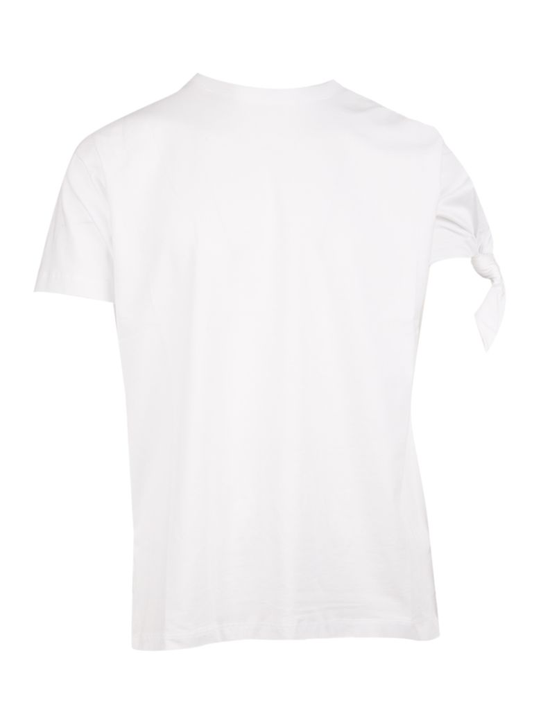 J.W.ANDERSON Logo-Embroidered Knotted-Sleeve Cotton T-Shirt in White ...