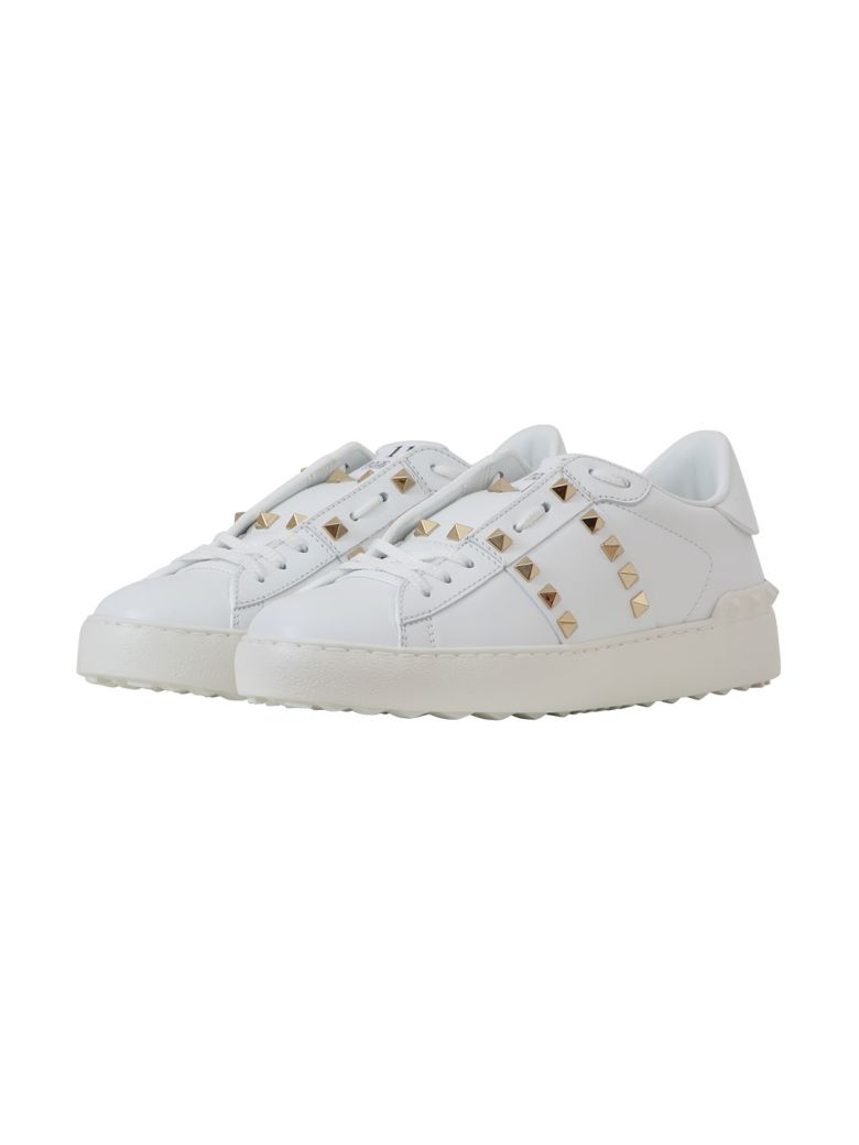 valentino rockstud leather trainers