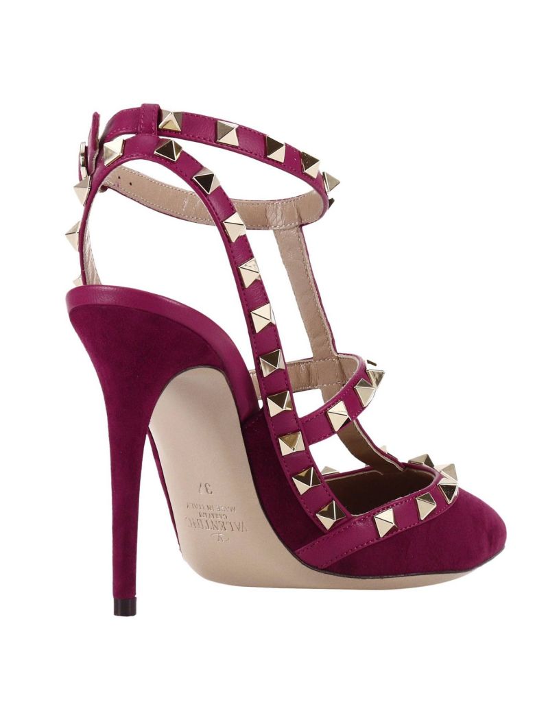 Valentino Garavani - Pumps Rockstud Ankle Strap In Suede And Nappa With ...