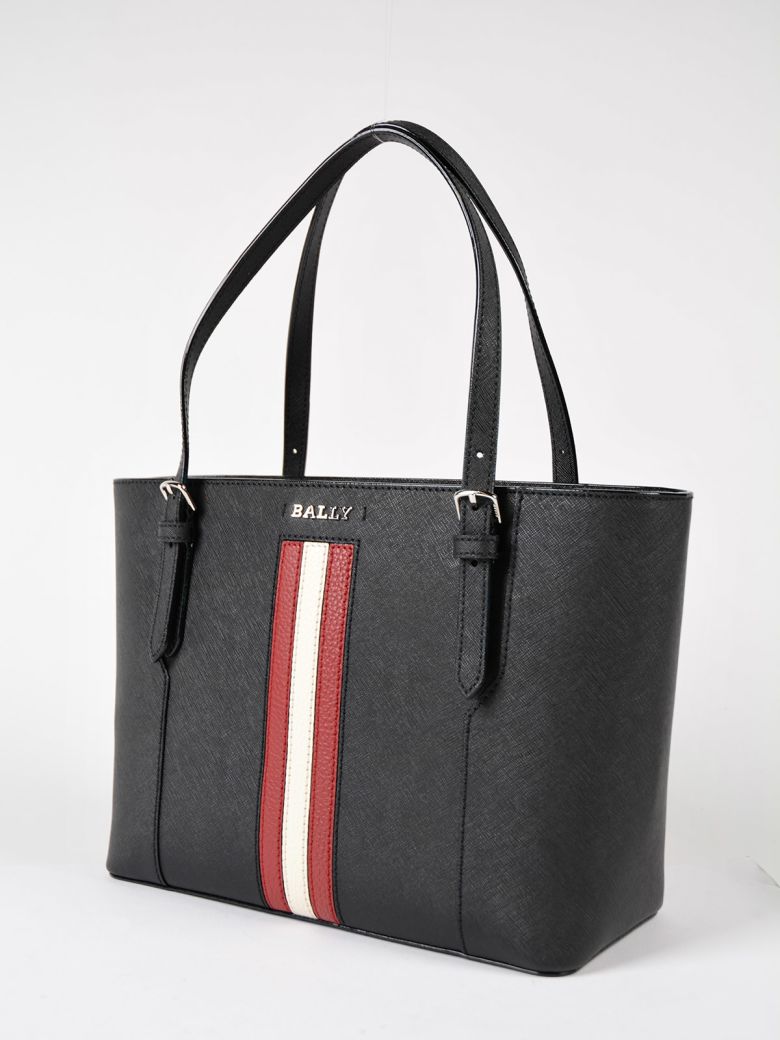 BALLY Supra Saffiano Leather Tote Bag, Black | ModeSens