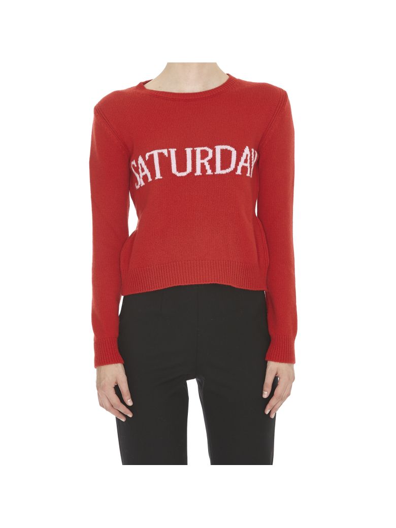 ALBERTA FERRETTI Saturday Wool & Cashmere Knit Sweater in Red & Mauve ...
