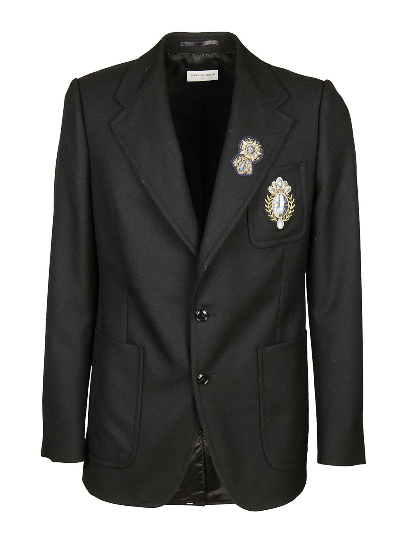Dries Van Noten - Emblem Patch Blazer - Black, Men's Blazers | Italist