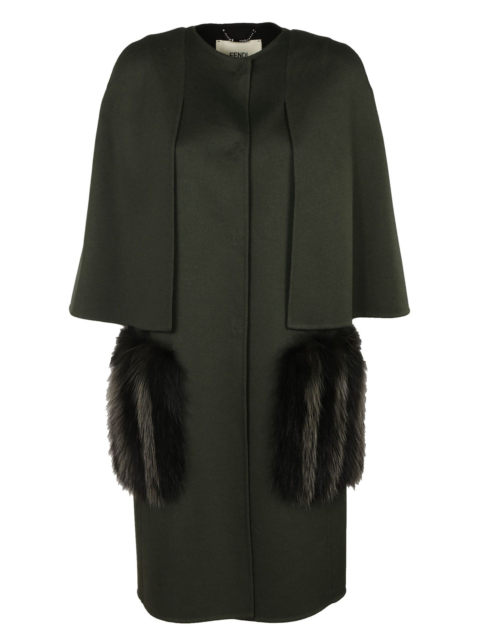 Fendi - Fendi Pocket Embellished Coat - Green, Women's Coats | Italist