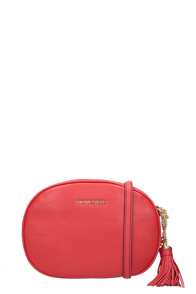 MICHAEL MICHAEL KORS GINNY SMALL TEXTURED-LEATHER SHOULDER BAG, CHERRY ...