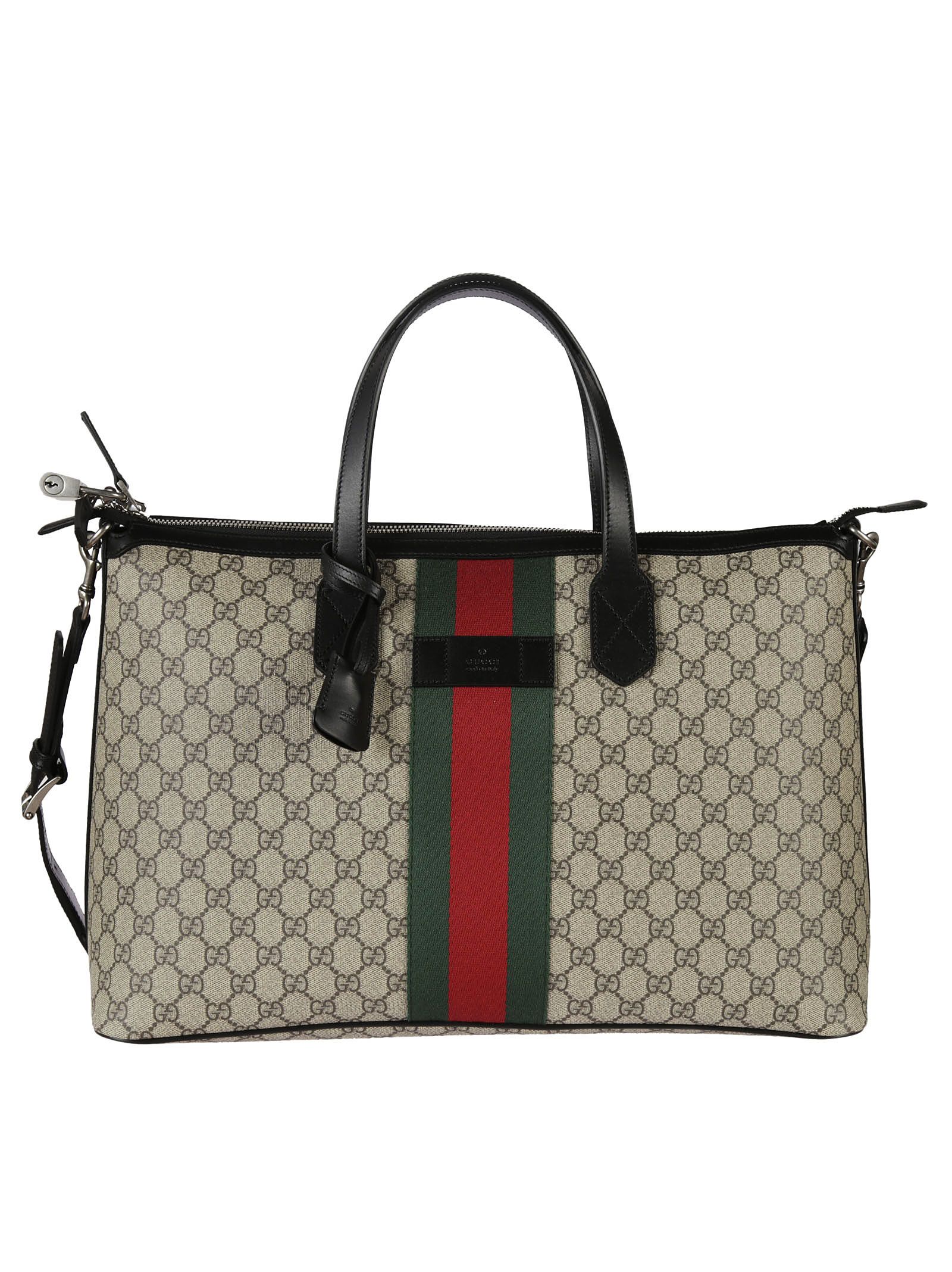 Gucci - Gucci Web GG Supreme Shoulder Bag - Beige, Women&#39;s Shoulder Bags | Italist