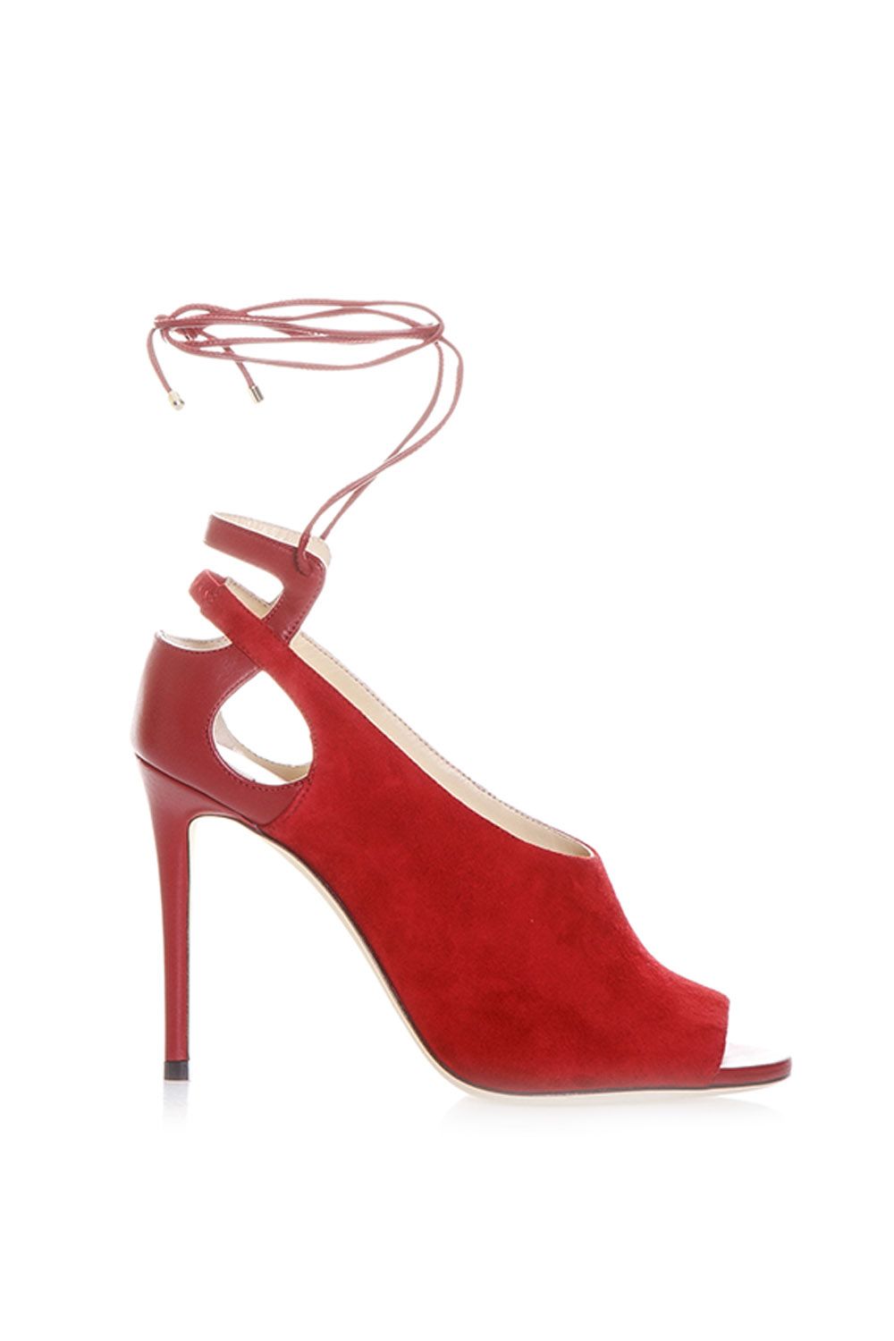 Jimmy Choo Macaw Suede Lace-Up Slingback Sandals In Red | ModeSens