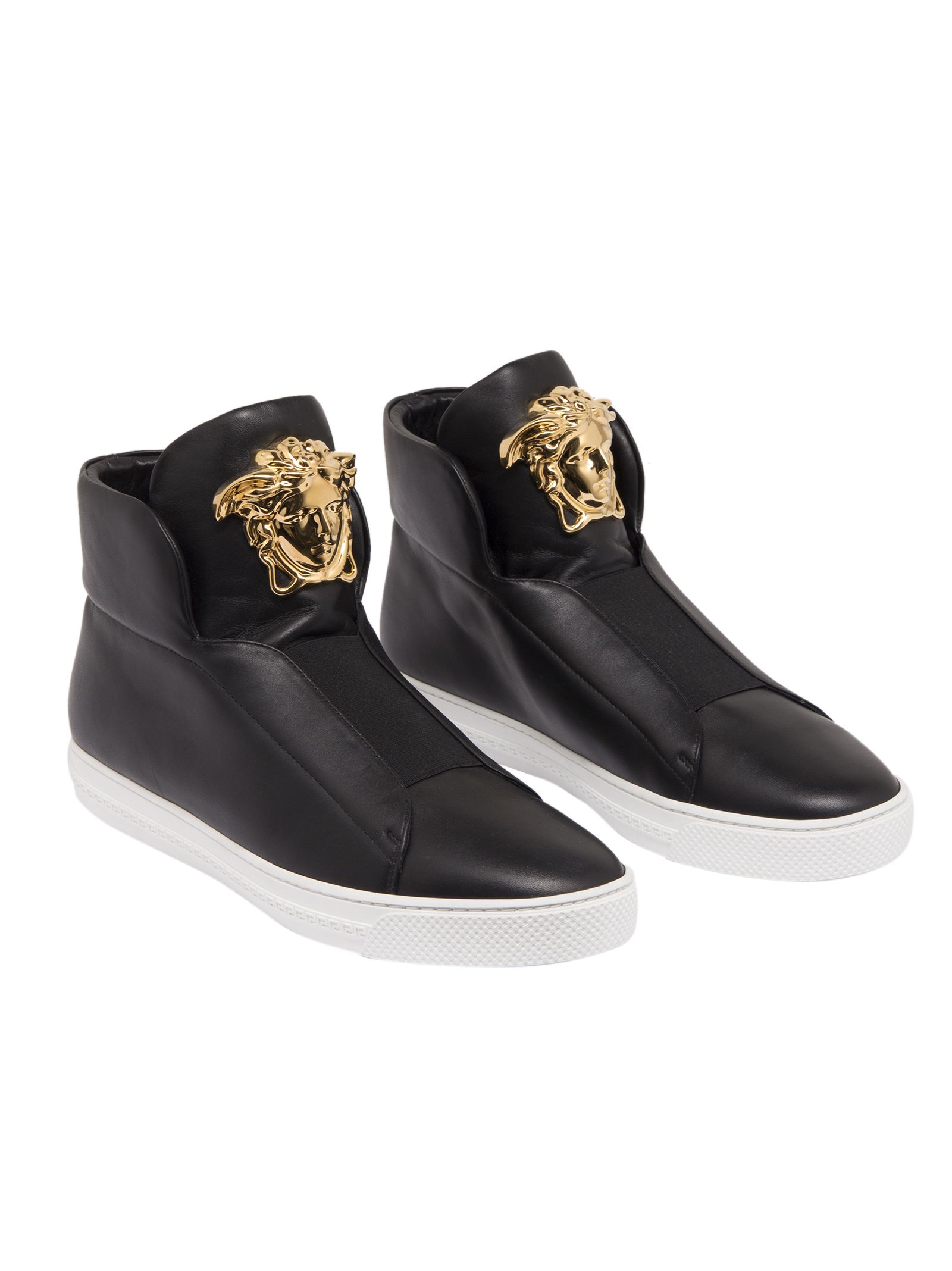 Versace - Gianni Versace Sneakers In Black Leather With Logo Versace ...