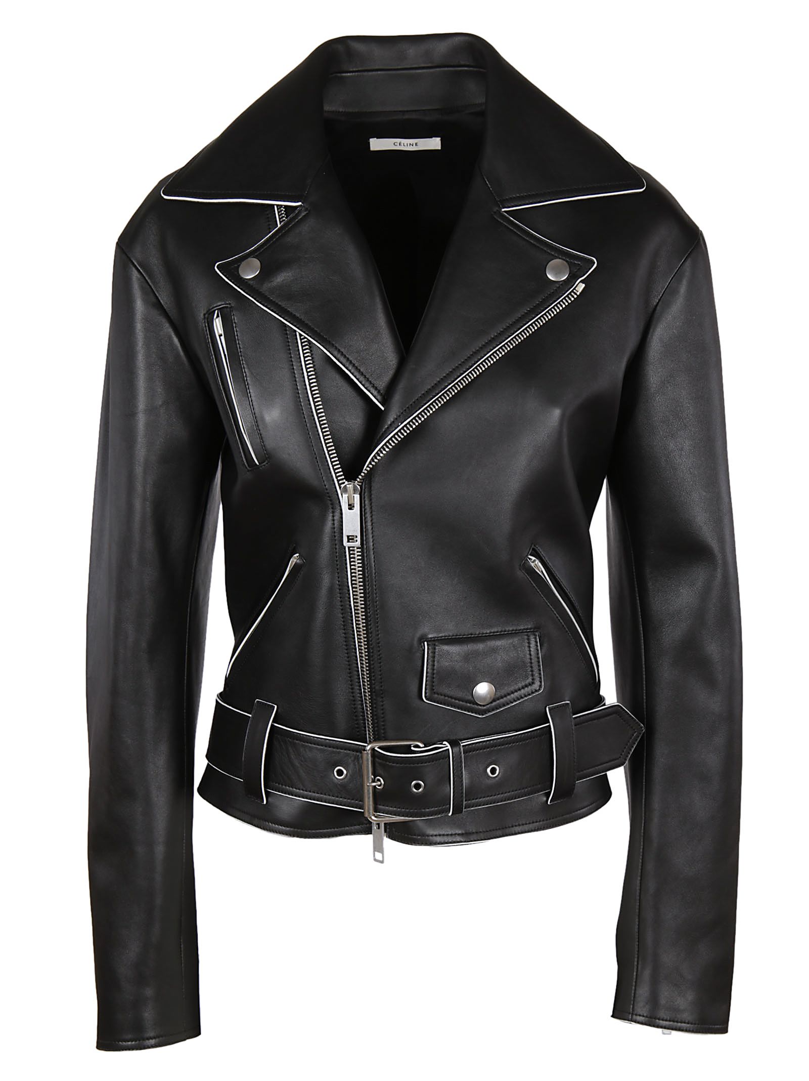 Celine - Celine Zipped Biker Jacket - Black, Women's Leather Jackets ...