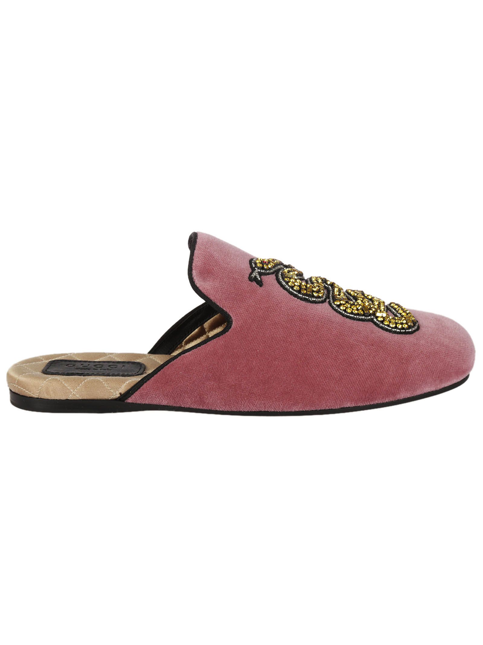 Gucci - Gucci Snake AppliquÃ© Evening Slippers - Pink, Women&#39;s Flat Shoes | Italist