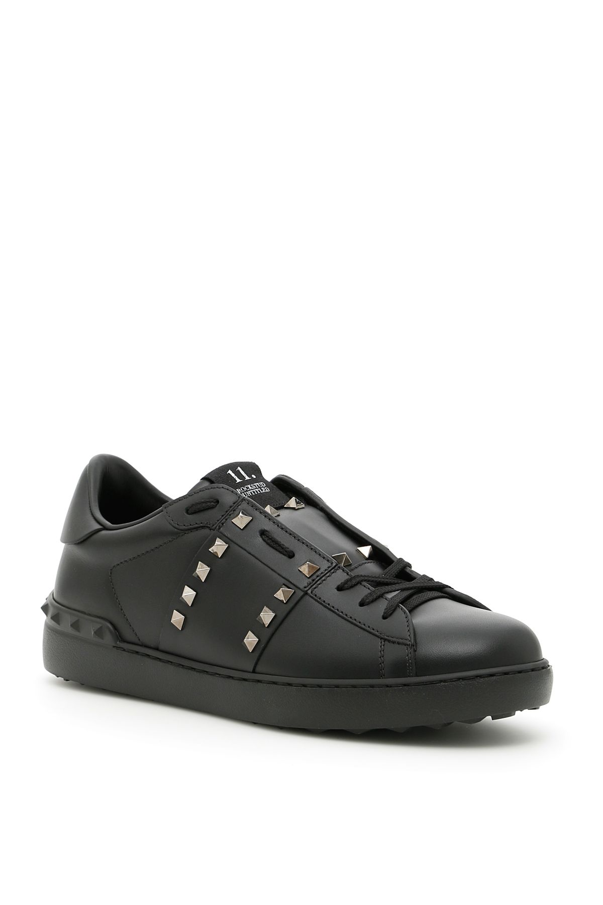 VALENTINO Rockstud Untitled Men'S Leather Low-Top Sneaker, Black | ModeSens